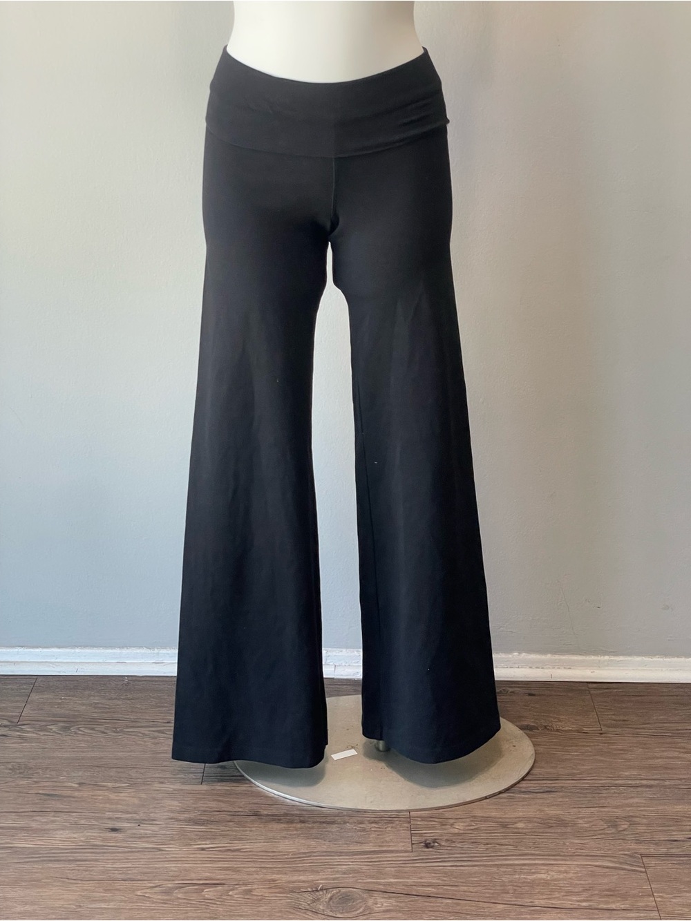 Hard Tail Black Wide-Leg Foldover Waist Pants